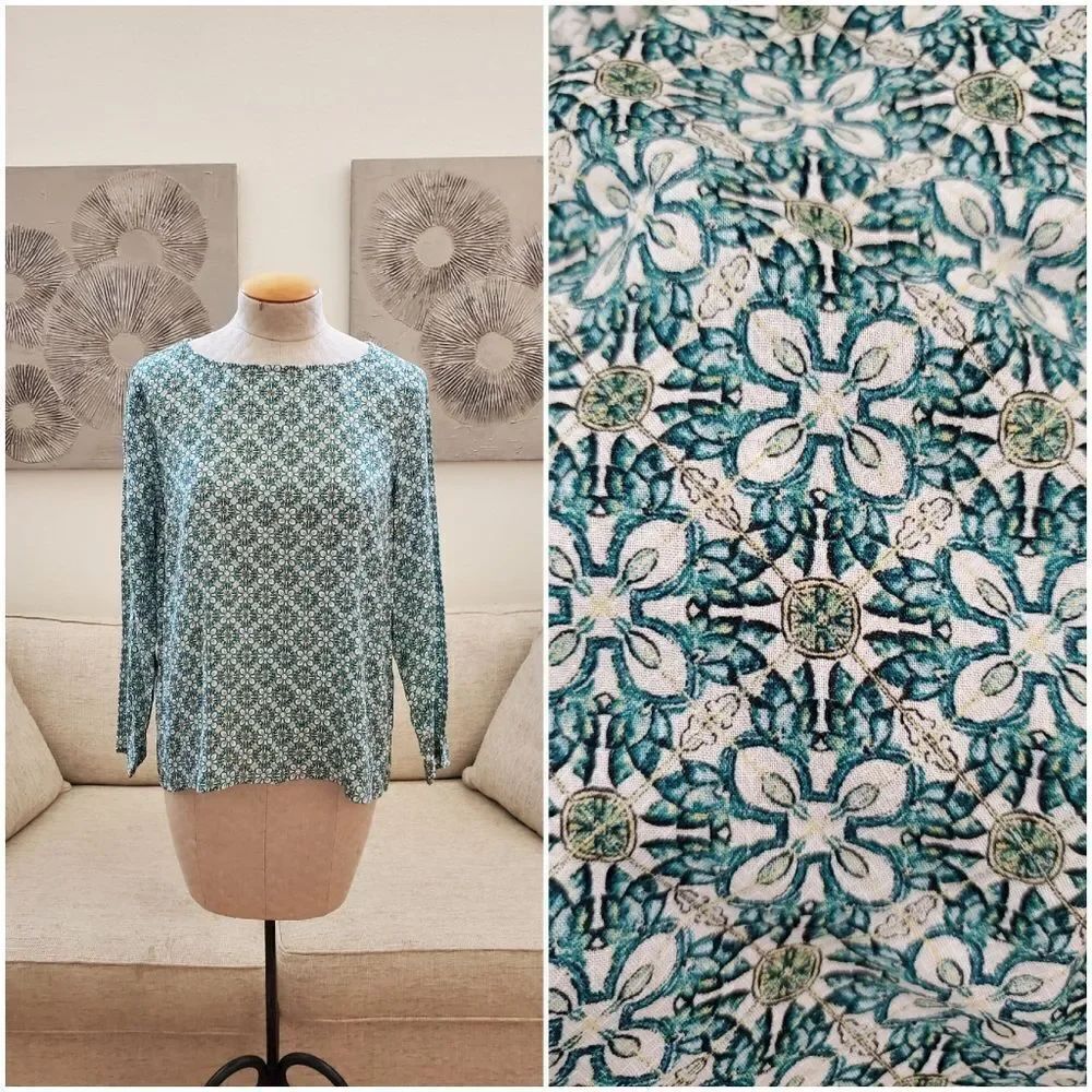 J.Jill Pleat Back Long Sleeve Blouse sz MP